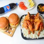 Grilled Chicken With Rice And 2 Catfish Burgers